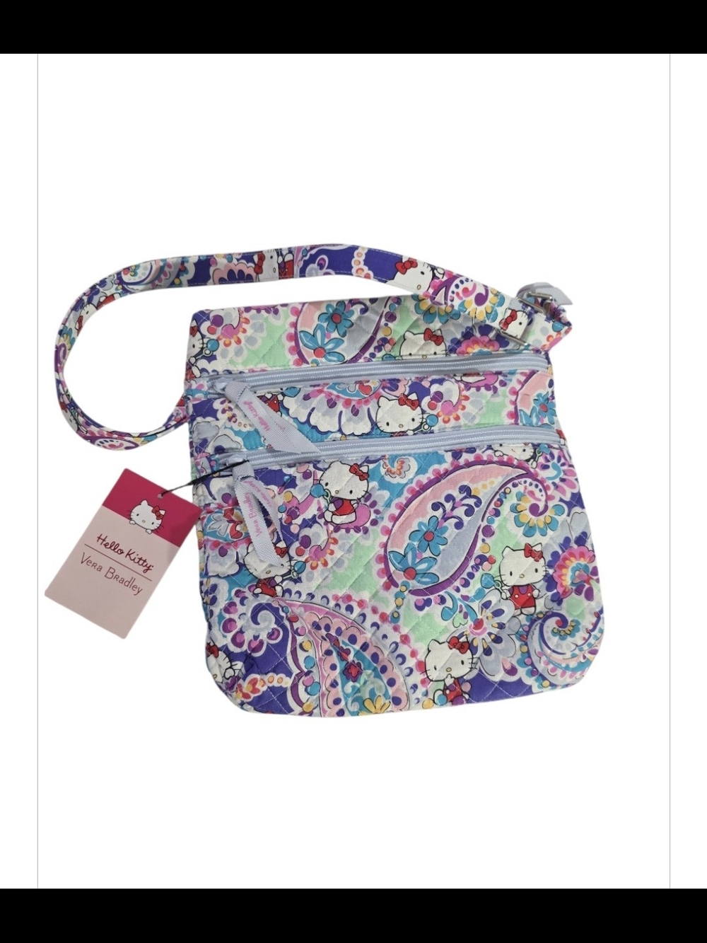 NWT SOLD OUT Hello Kitty/Vera Bradley Triple Zip Hipster Paisley Crossbody
